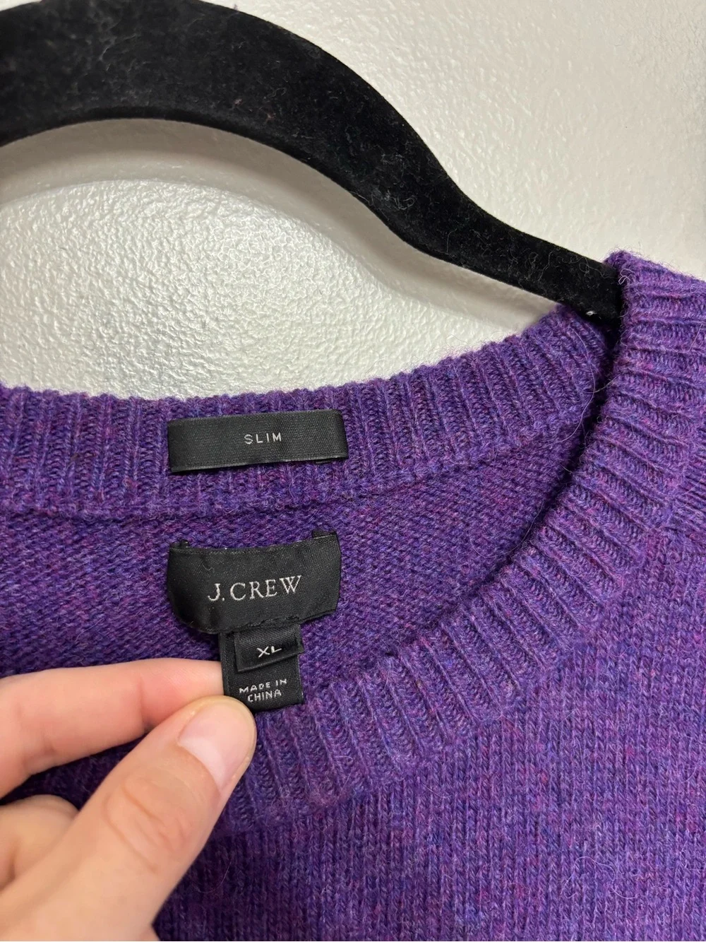 J. Crew Men’s Purple Merino Wool Alpaca Blend Elbow Patch Sweater - Size XL